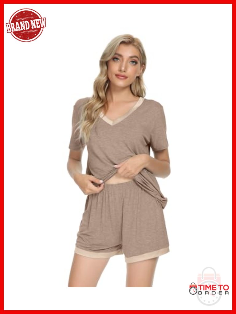 Bamboo Viscose Pajama Set Short Sleeve Cooling Women Sleepwear Soft